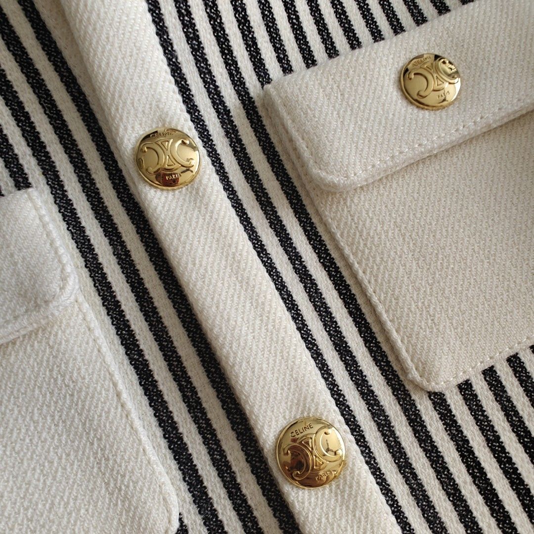 Celine Runway Cropped Chelsea Stripe Jacket, Women's Fashion