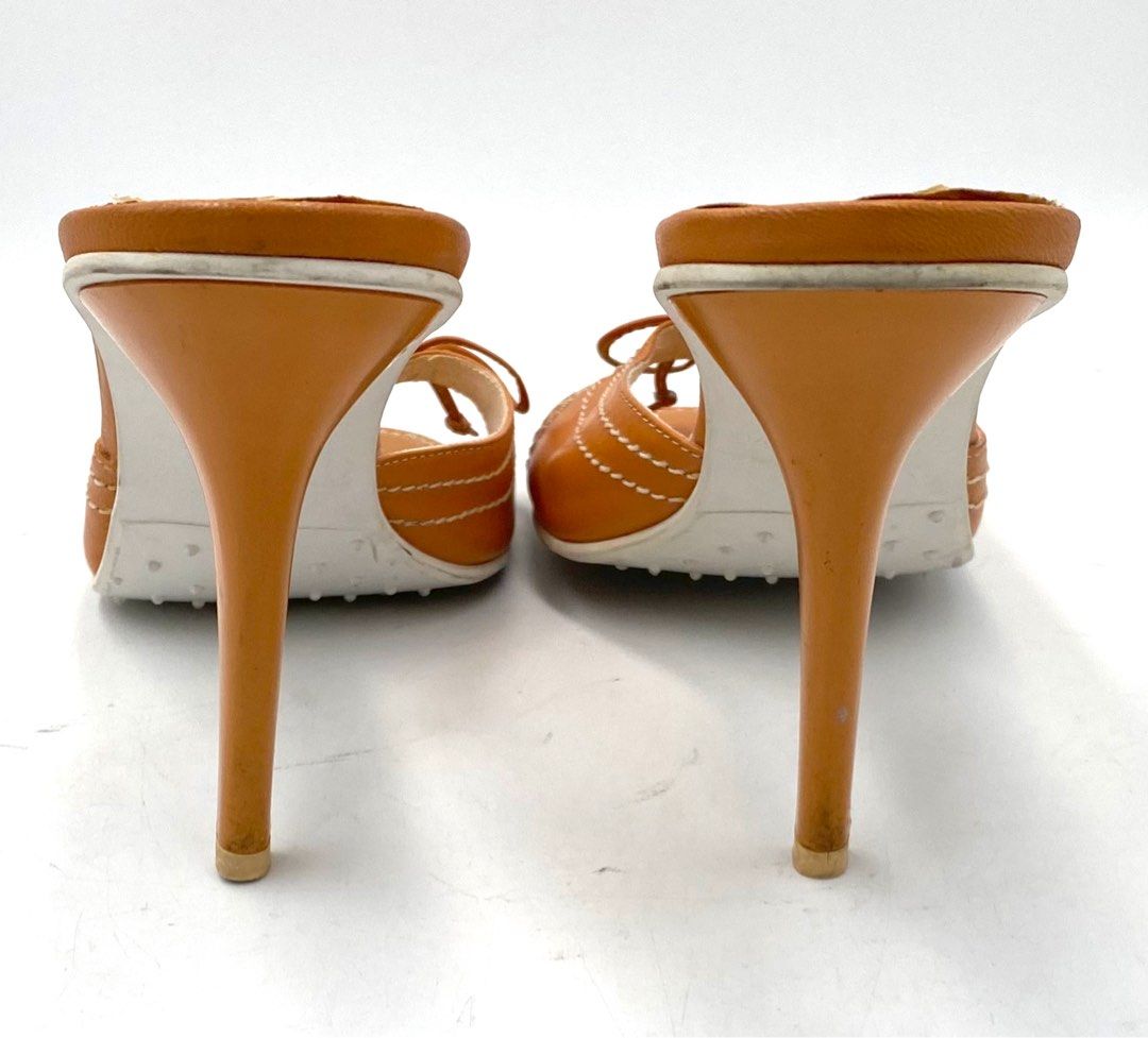 Charles David Burnt Orange Leather Stilettos Women s Fashion Footwear Heels on Carousell
