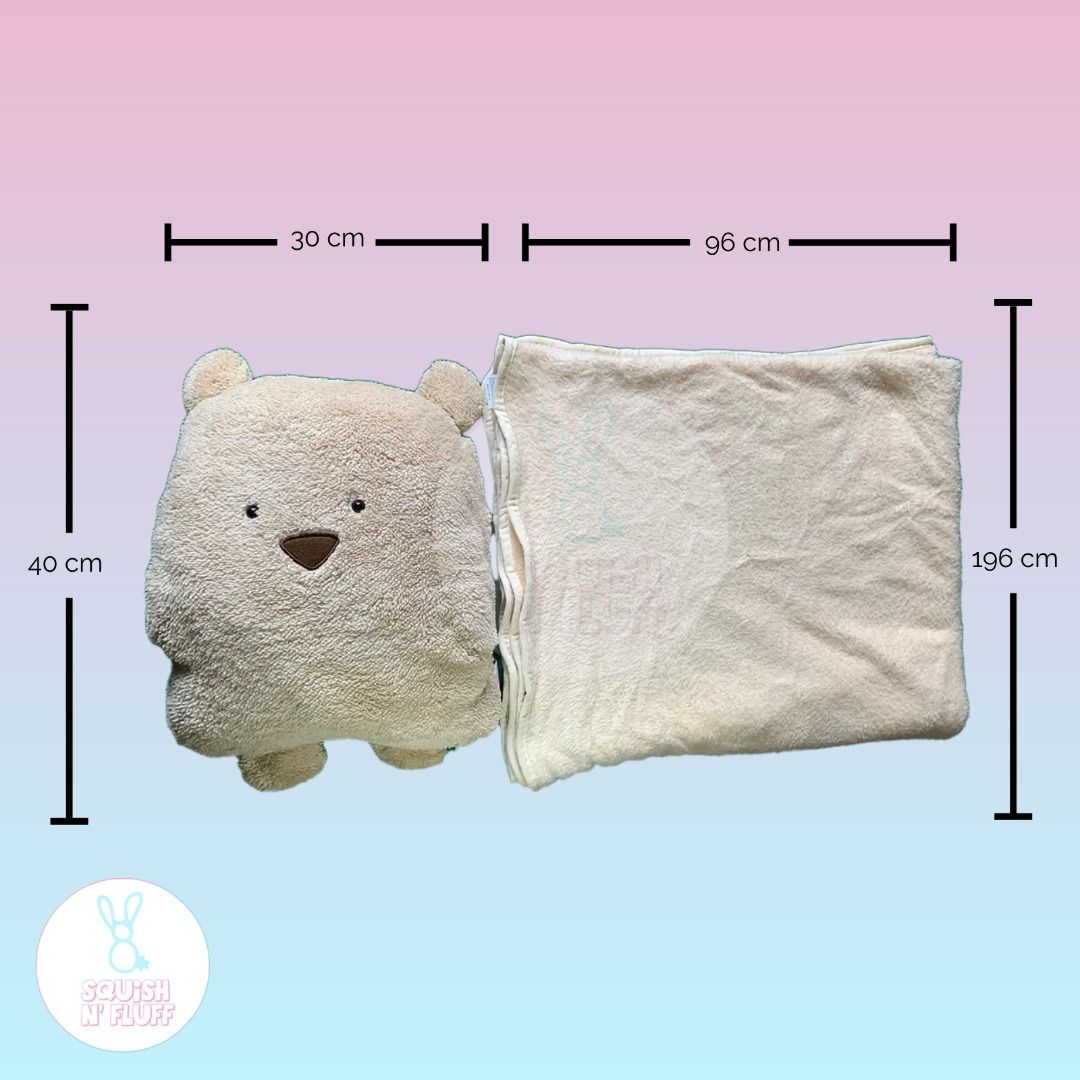Cute Bear Pillow Blanket (Category: Children's Beds) located in Marikina City. Submitted by rtobs08 (Listing ID 1307403764, Image 2). Description: Cute Stuffed toy Bear Pillow Blanket A stuffed bear pillow that has a blanket inside is good for kids and for use in the office or when traveling. Please wash before using..
