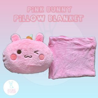 Cute Pink Bunny Pillow Blanket