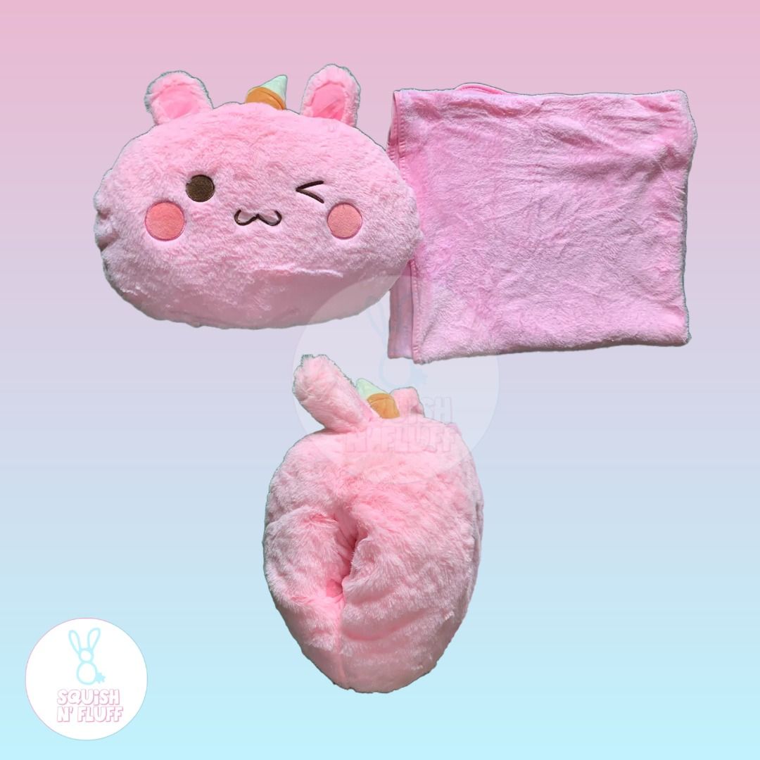 Cute Pink Bunny Pillow Blanket (Category: Children's Beds) located in Marikina City. Submitted by rtobs08 (Listing ID 1307404150, Image 2). Description: Cute Pink Bunny Pillow Blanket A stuffed pink bunny pillow that has a blanket inside is good for kids and for use in the office or when traveling. Please wash before using..