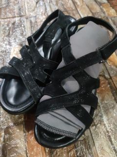 Geiger Black Leather Sandal,  24.5cm