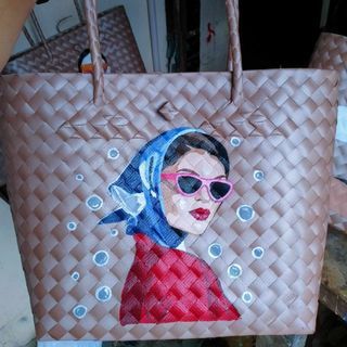 Handpainted synthetic bayong bags