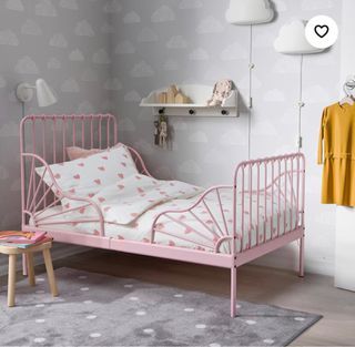 Ikea extendable bed frame with mattress and free pillows