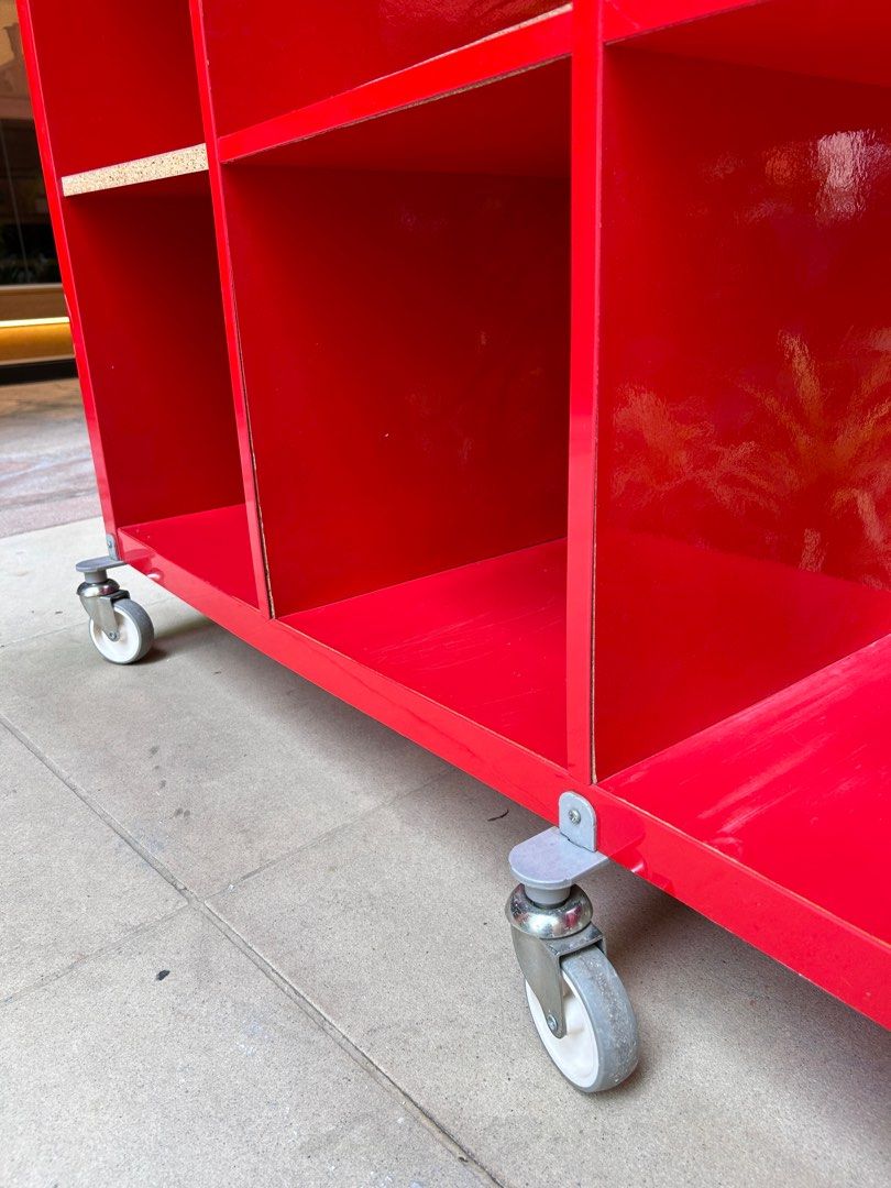 Ikea KALLAX on CASTOR wheels (GLOSSY RED), Furniture & Home Living