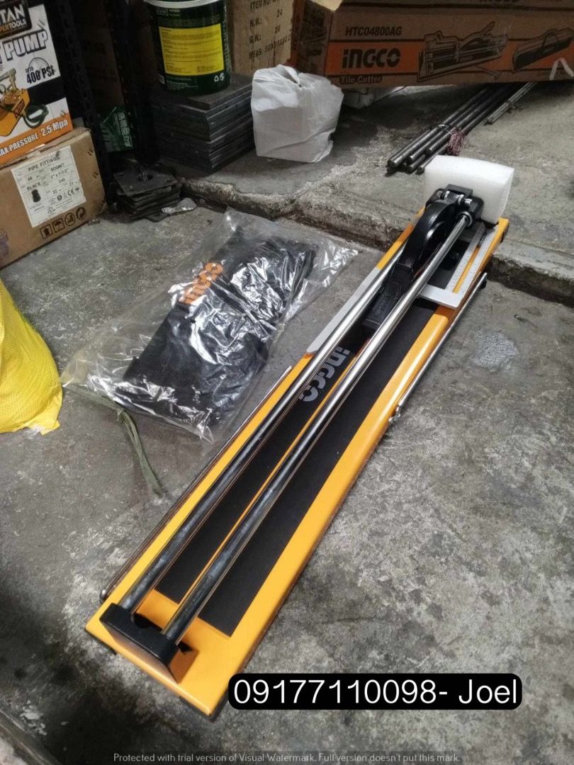 Ingco tile cutter (Category: Construction Tools & Equipment) located in Manila. Submitted by joeyroque09 (Listing ID 1307259426, Image 3). Description: Ingco tile cutter Specs: 80x80 (800mm) Price: 7,100/pc .
