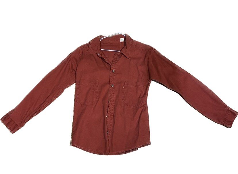 Dark red denim jacket sale