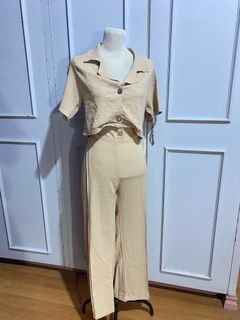 Light Beige cropped top and trousers coordinates size L- XL