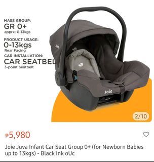 Never Used Joie Juva Car Seat 0+