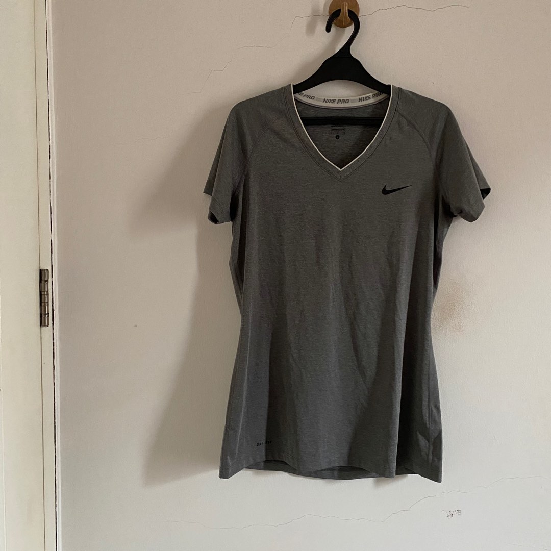 Nike Pro Women Grey Tshirt Sports Kaos Olahraga