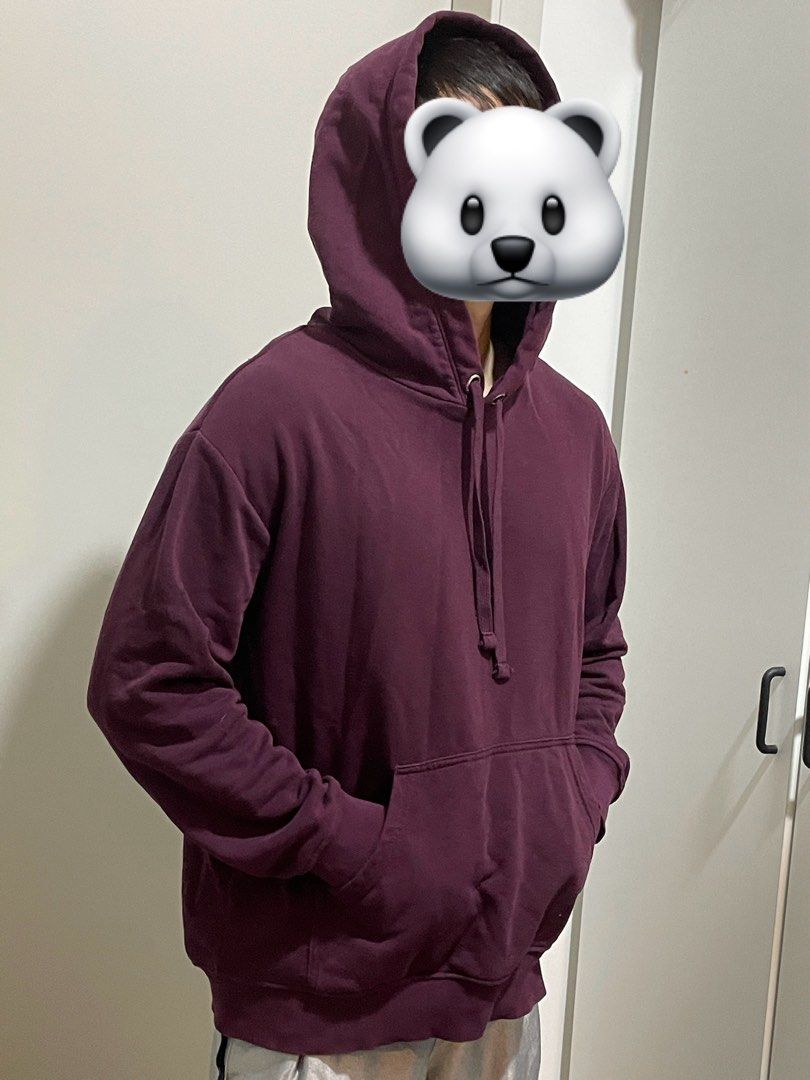 Plain Hooded Sweatshirt with Kangaroo Pocket Sweater Pullover Hoodie Maroon Men s Fashion Tops Sets Hoodies on Carousell