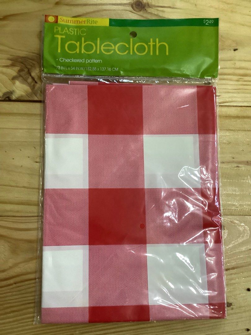 Plastic Tablecloth (Category: Table Linen & Textiles) located in Davao. Submitted by ferdipt (Listing ID 1307254626, Image 2). Description: Checkered pattern 72 IN Length X 54 IN WIDTH Available : 2 Blue Checkered & 2 Red Checkered pattern .
