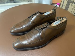 Salvatore Ferragamo Men's Split Apron Toe Derby Brown Leather Shoes