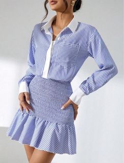SHEIN Print Ruffle Hem Skirt Dress