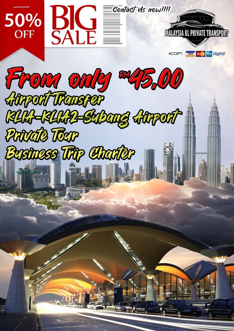 Transport from/to airport within malaysia (Category: Local Attractions and Transport) located in Kuala Lumpur. Submitted by klprivatec58659 (Listing ID 1307306949, Image 1). Description: please contact us. best price offer. 🚖🌟🏨🚕 "Experience Luxury on the Move"🚕🏨🎫🌟🚖🚄 🚖🚕 We provide services such as airport transfer, sightseeing tour, tour guide, corporate job, outstation trip and delivery.🏨🎫🌟🚄 🚖🚕 24-hours chauffeur Intercity, Inte