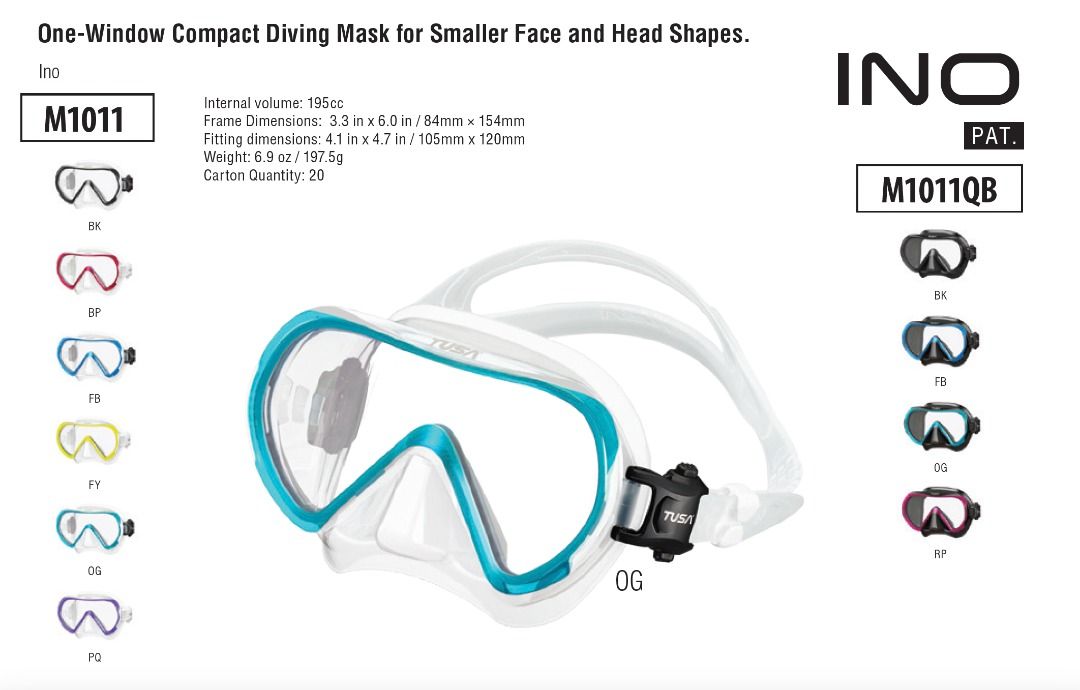 TUSA M1011 INO Mask 2024 年款 全新 有單 潛水面鏡, 運動產品, 其他運動配件 - Carousell