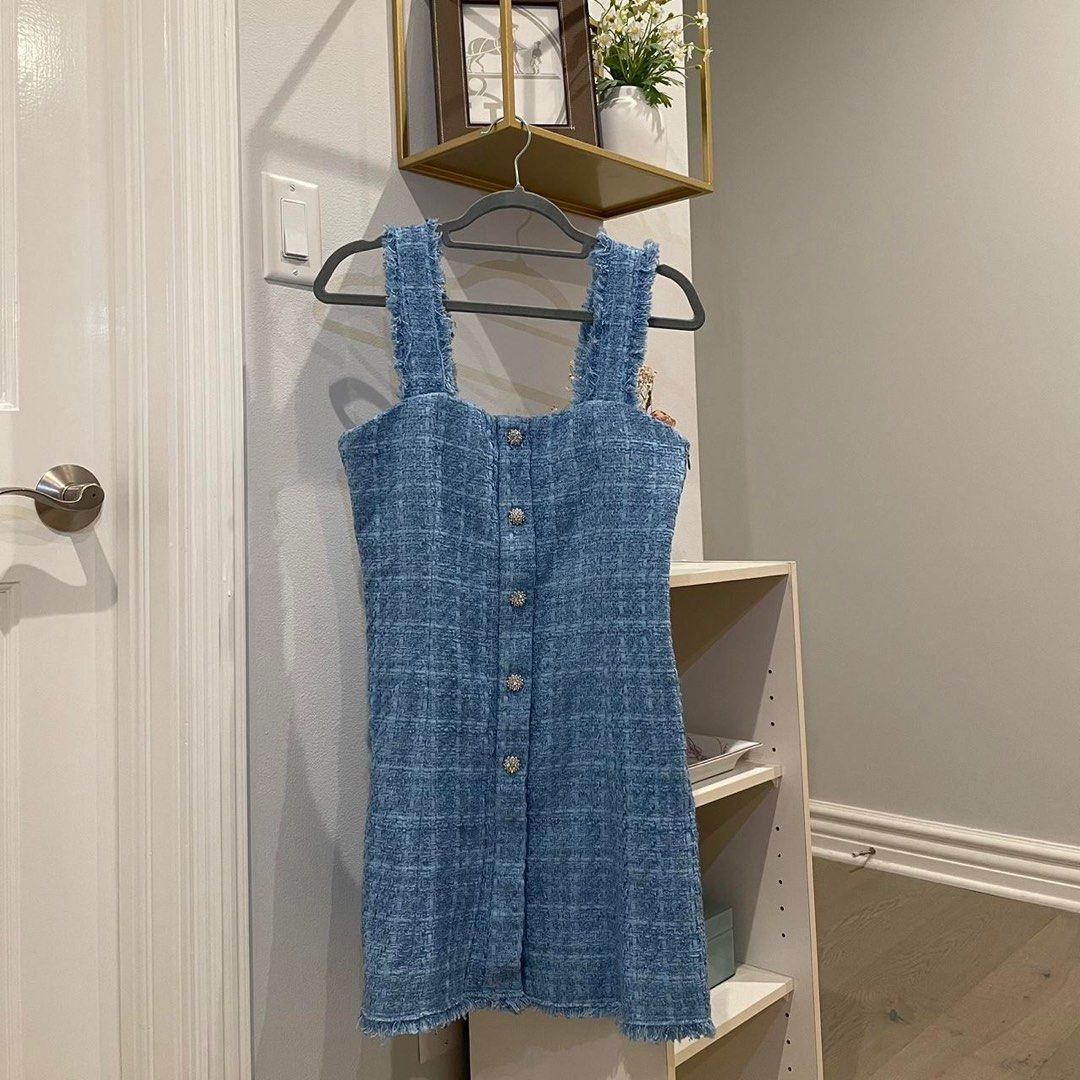 zara tweed dress Blue Zara just did a take