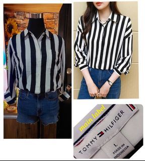 #29 - Tommy Hilfiger Black White Stripe Long Sleeve Shirt