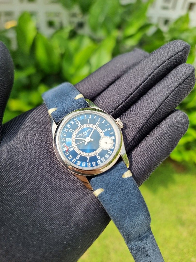 37MM PATEK PHILLIPE CALATRAVA 6000G 6000G 012 BLUE DIAL 18K WHITE GOLD WG Luxury Watches on Carousell