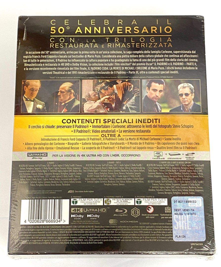 4K藍光Blu-ray《The Godfather教父三部曲(1972-1990)》五十周年紀念 