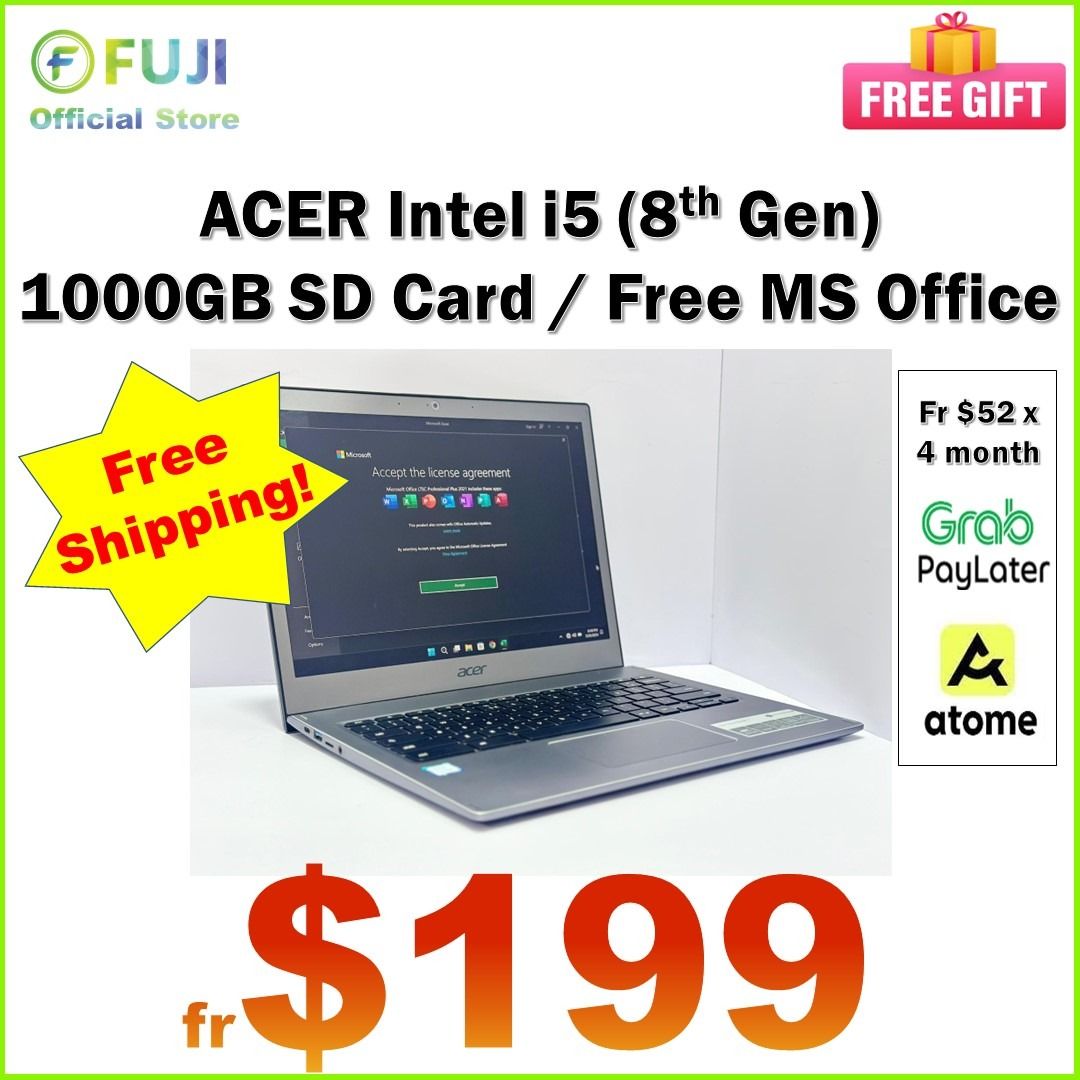 Acer Intel i5 8th Gen Laptop 14 Inch 8GB RAM 1000GB Storage Free MS Office Free Windows 11 Good Condition For Sale Suitable For Office