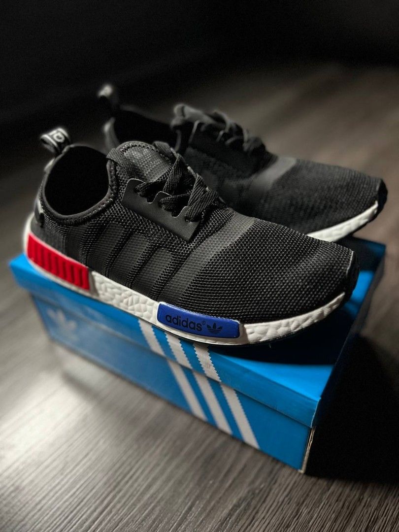 Adidas nmd black blue red saiz 41 45 Men s Fashion Footwear Sneakers on Carousell