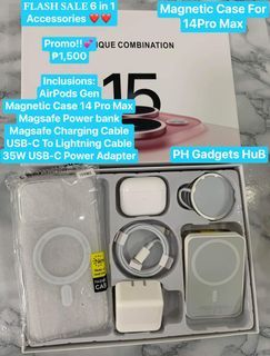 Apple iPhone 35W  Fast Charger, Airpods Gen 3, Wireless Power Bank, Magnetic Case, Magsafe Charging 6 in 1 Accessories Set
