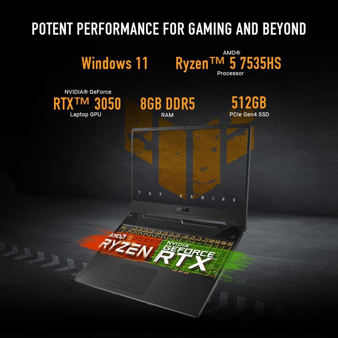 Asus TUF Gaming A15 FA506NC-HN011W 144HZ ssd 512gb Nvidia RTX3050 8GB ...