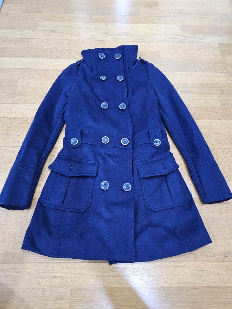 Mango blue wool coat clearance