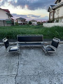 Bauhaus Style Living Room Set  4 Seater Bench and 2 Matching Single Chairs