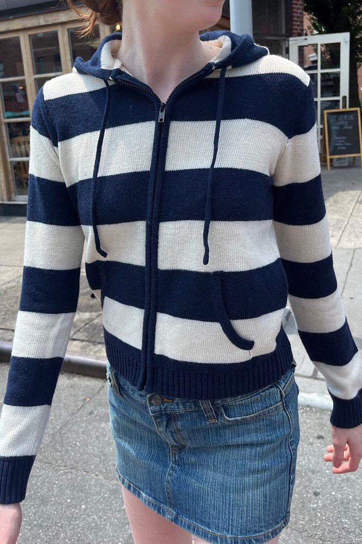 Jacket Brandy Zip Up Sweater Jacket Brandy Melville Blue Christy