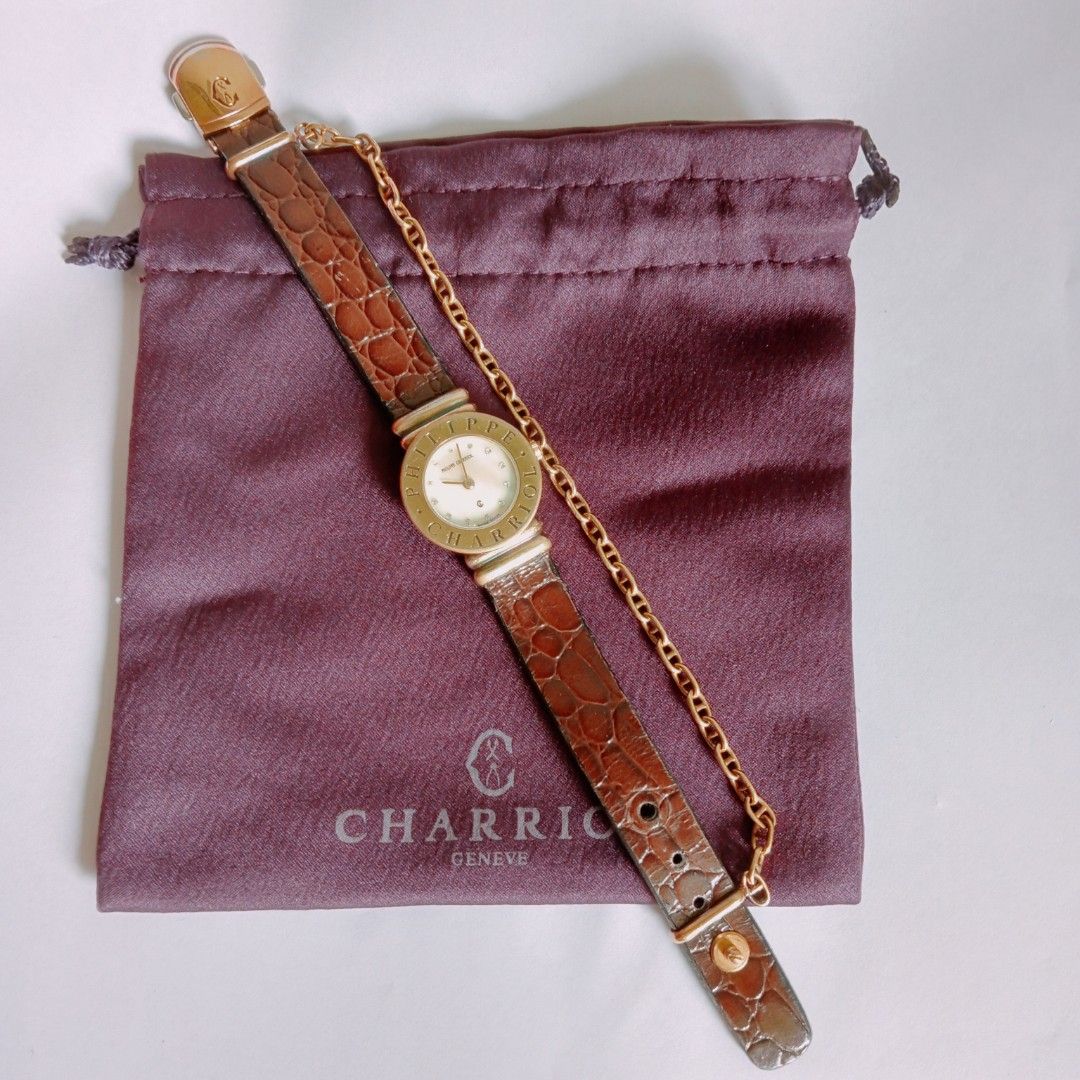 Charriol Watch in Leather Strap (Category: Luxury Watches) located in Malabon City. Submitted by samscloset.3 (Listing ID 1307413811, Image 1). Description: ✨Philippe Charriol Watch ✨mother of pearl dial with Diamonds ✨24mm face, small-medium, adjustable strap up to 15cm ✨Provided dust bag and box ✨21,000.00 - LP.