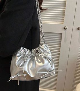 coquette silver bow bag