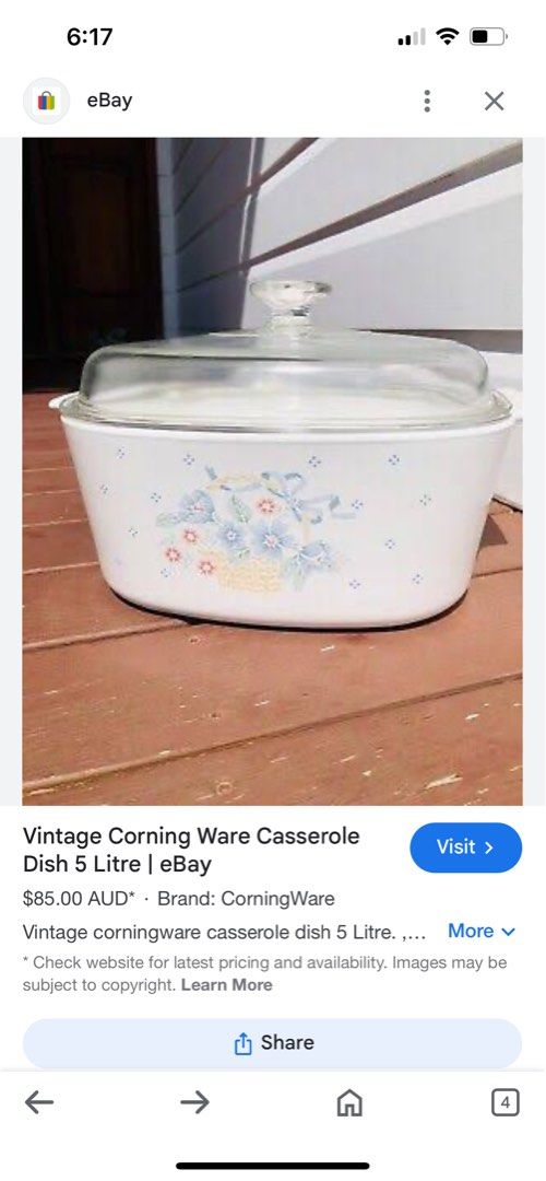 Corningware 5l qnd 3l from Australia (Category: Cookware & Accessories) located in Silay City. Submitted by royal_salisbury.0215 (Listing ID 1307568613, Image 2). Description: 🌷They are from Australia and both in good condition. 3l - 2,000 5l - 3,000 🌷The 5l has (5 fine pencil marks which is obviously a sign of usage but not sure kung matatanggal sa babad). Definitely not abused. The glass lid has scratches but no chips whatsoever. Must be from