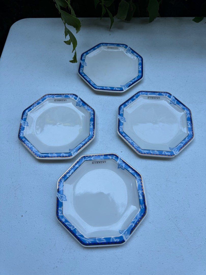 Four pieces octagon givenchy bread plates (Category: Dinnerware & Cutlery) located in Davao. Submitted by parteawares2 (Listing ID 1307428997, Image 1). Description: Four pieces octagon bread plate givenchy ₱300.00/ piece with gold gilt .