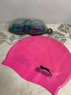 Goggles and Pink Swimming Cap