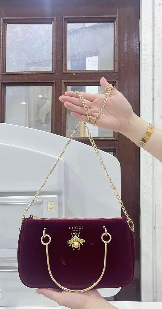 Gucci maroon velvet bag sales