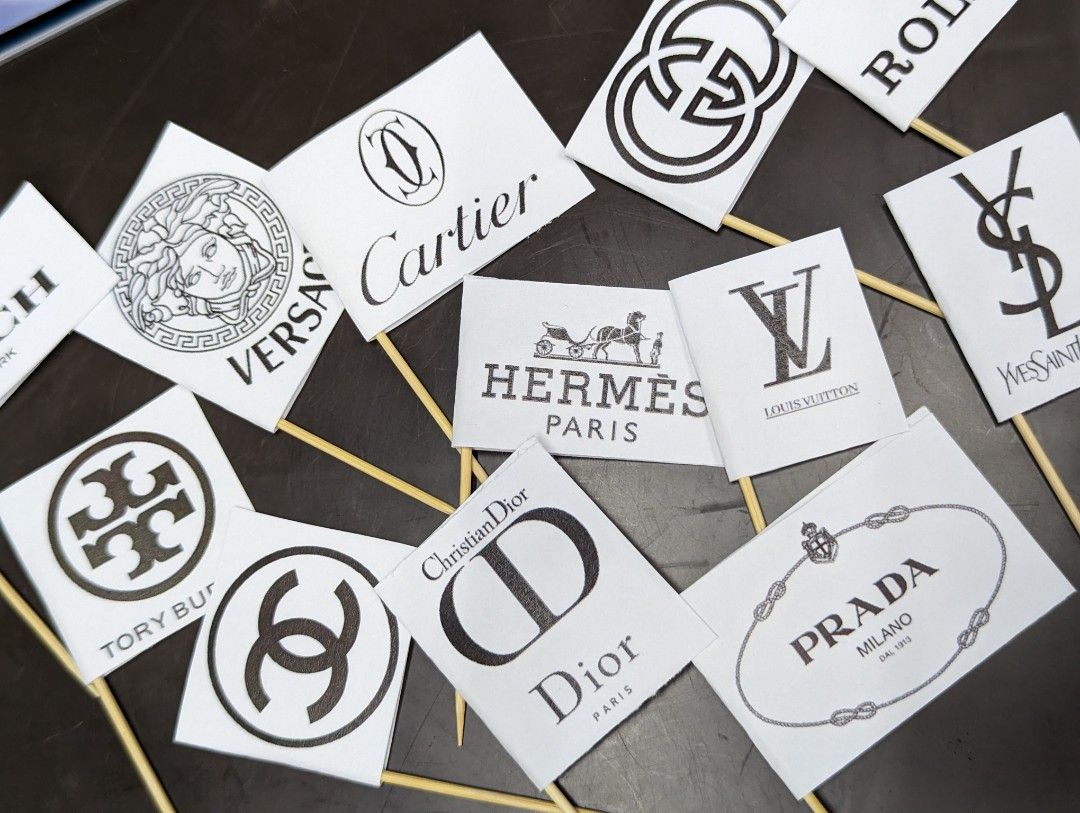 Luxury logo brands toothpick cake topper party cake topper food