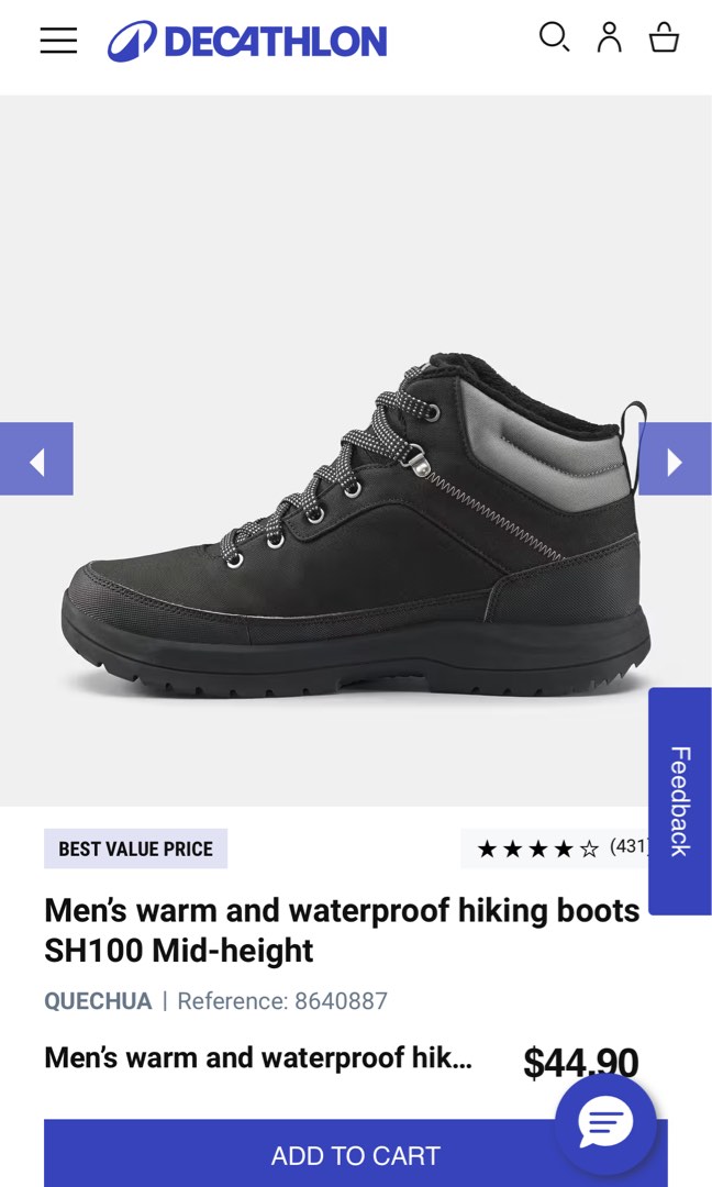Decathlon Men s warm and waterproof hiking boots SH100 Mid height Men s Fashion Footwear Boots on Carousell