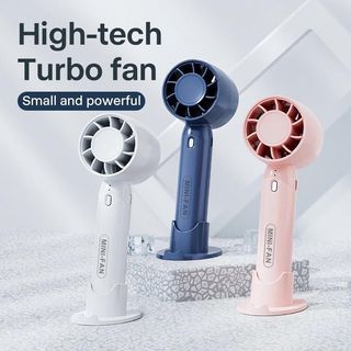 Mini Handheld Fan USB Rechargeable Three Speed Control with Phone Stand Portable Cooling Fan