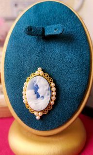 Natural Cameo Agate Mother&Child-S925GoldPlated