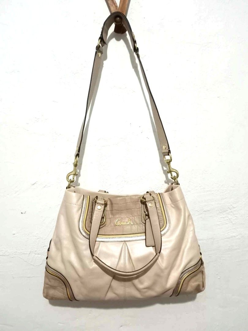 Original Coach Ashley Carryall Two Way Bag (Category: Luxury Bags & Wallets) located in Angeles City. Submitted by ejhere (Listing ID 1296645858, Image 3). Description: COACH ASHLEY SPECTATOR EXOTIC LEATHER CARRYALL Model: F24887 B4 Color: Beige Preloved but in very good condition Very tidy exterior and interior 🚩Please read first before you make an inquiry and offer. ✅MOP: GCASH AND BDO ✅COURIER: J&T & LBC ✅SHIPPING FEE TO BE SHOULDERED BY THE 
