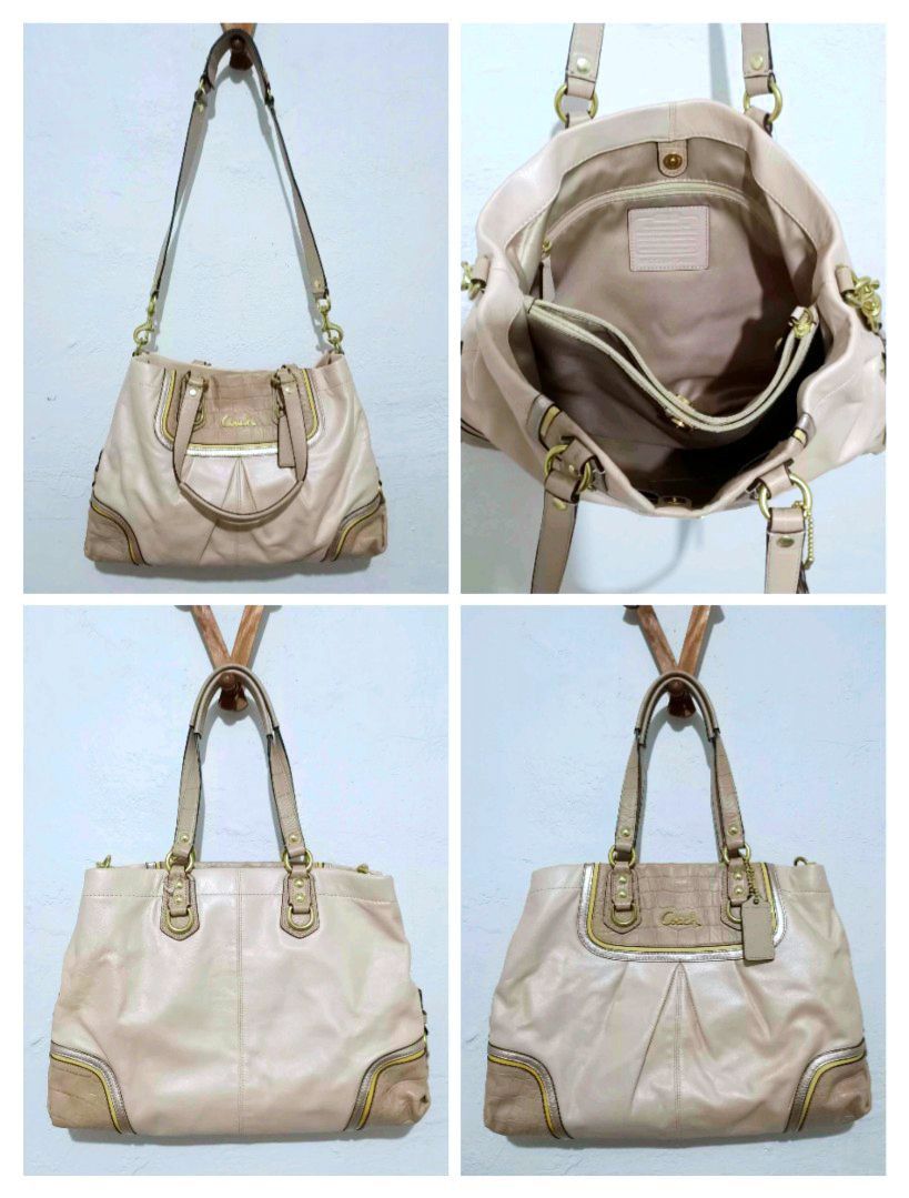 Original Coach Ashley Carryall Two Way Bag (Category: Luxury Bags & Wallets) located in Angeles City. Submitted by ejhere (Listing ID 1296645858, Image 1). Description: COACH ASHLEY SPECTATOR EXOTIC LEATHER CARRYALL Model: F24887 B4 Color: Beige Preloved but in very good condition Very tidy exterior and interior 🚩Please read first before you make an inquiry and offer. ✅MOP: GCASH AND BDO ✅COURIER: J&T & LBC ✅SHIPPING FEE TO BE SHOULDERED BY THE 