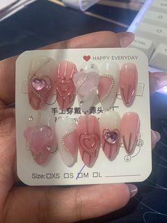 Pink fake nail set