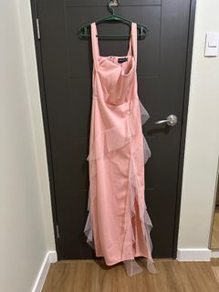 Pink Ruffle Maxi Dress Heather Clothing