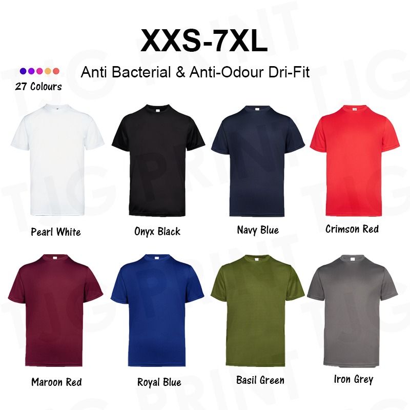 PLUS SIZE XXS 3XL 5XL 7XL Dri Fit T Shirt Anti Bacterial Anti Odour Microfiber Round Neck T Shirt