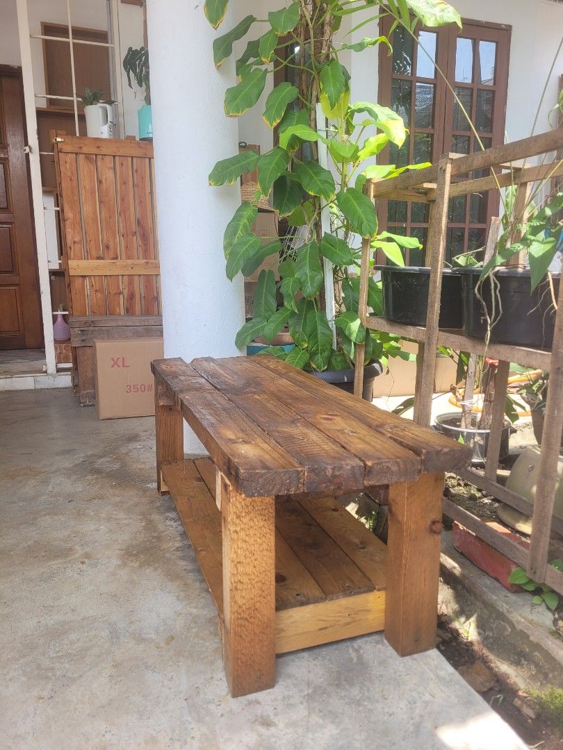 Raw Rustic DIY Solid Pinewood Bench (Category: Others) located in Kuala Lumpur. Submitted by slho29 (Listing ID 1307450583, Image 3). Description: Raw Rustic DIY Solid Pinewood Bench RM250 Suitable for deco. L 110cm x W40cm x H41cm L43" x W15.75" x H16.25" Location Cheras Taman Taynton View.
