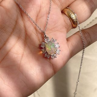 Real Opal Stone Necklace s925