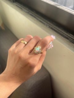 Real White Opal s925 Gold Ring