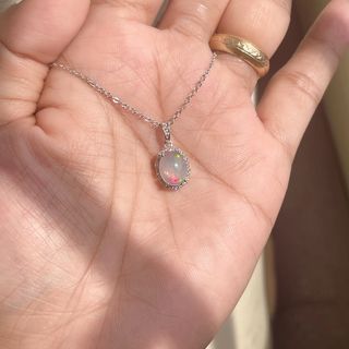 Real White Opal S925 Necklace